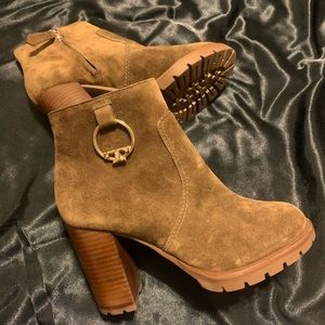 Tory Burch Sofia Logo Ring High-Heel Booties